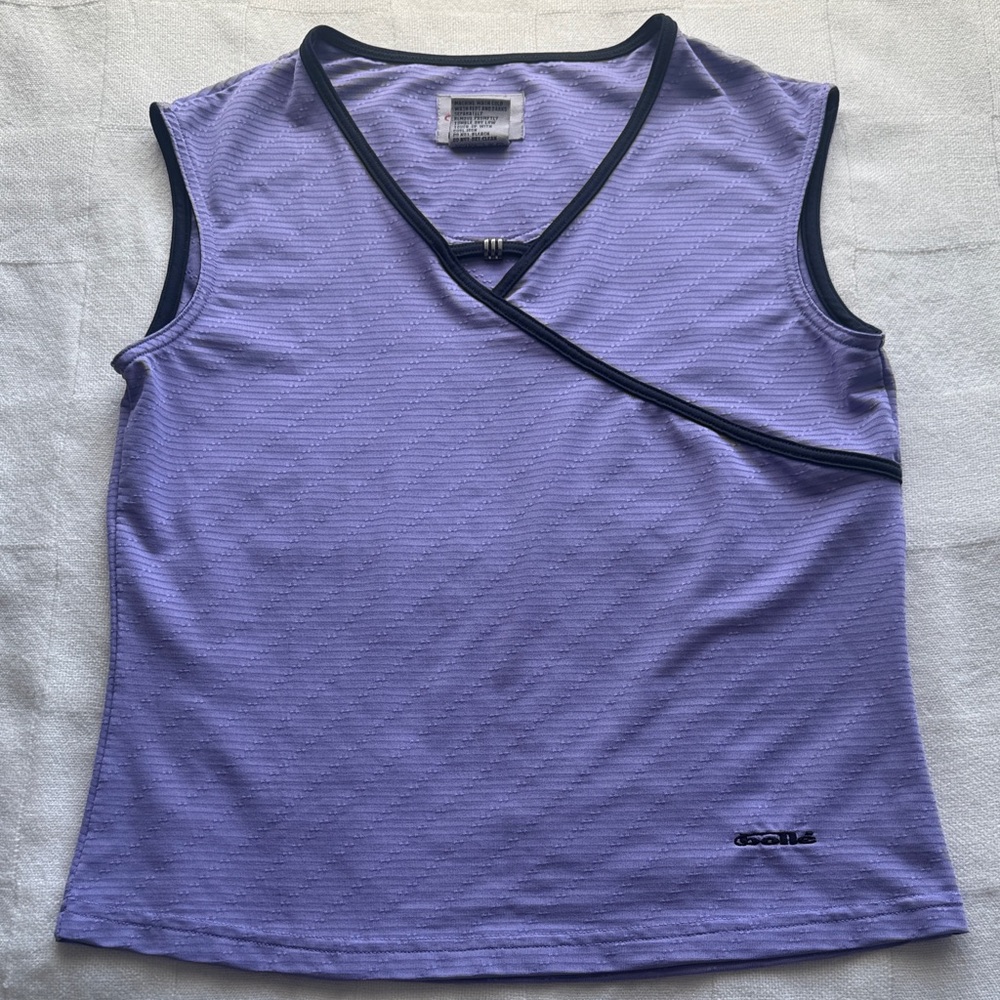 Bolle Sport Purple Striped V-Neck Athletic Tennis Tank Top S